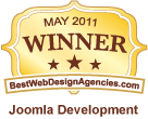 BestWebDesignAgencies Joomla Development winner badge May 2011